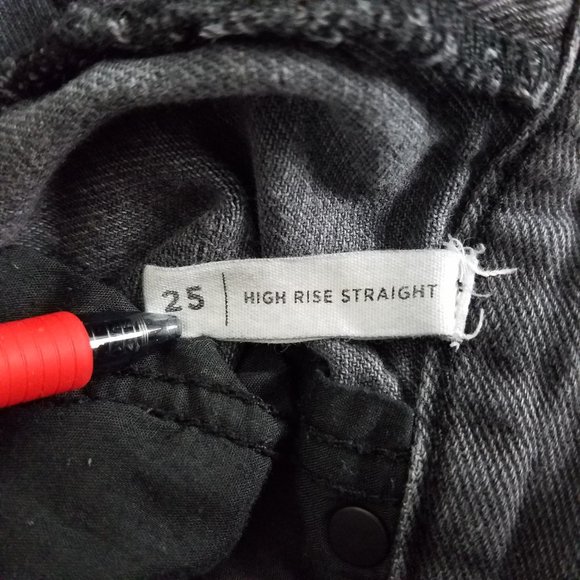 Pacsun Jeans Womens 25 High‎ Rise Black Denim Straight Destroyed Charcoal Wash - Picture 13 of 16